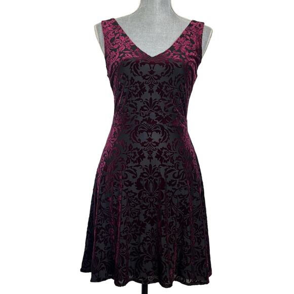 Aqua Velvet Burnout Fit & Flare Sleeveless Dress Size Medium Whimsigoth Vampy - Picture 1 of 8